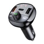 REMAX LODI bluetooth FM transmitter autós töltő 2 USB / Type-C aljzat (5V / 3A, 54.5W, QC, LED kijelző) FEKETE (RCC331) - bluedigital