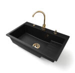 NERO Boss mat balck + High-arc Faucet + dispenser + plug lifter gold