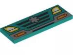 LEGO® 69729pb097c39 - LEGO sötét türkiz csempe 2 x 6 méretű, mentőautó hűtőrács és lámpa mintával (69729pb097c39)
