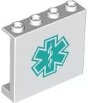 LEGO® 60581pb250c1 - LEGO fehér panel 1 x 4 x 3 méretű, sötét türkiz mentő mintával (60581pb250c1)