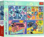 Trefl Puzzle Trefl din 4 x 250 piese - Uimitorul Stitch (13311) Puzzle