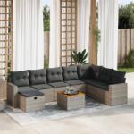 vidaXL 9 részes szürke polyrattan kerti ülőgarnitúra párnákkal (3325805)