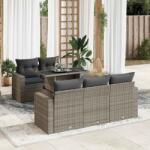 vidaXL 6 részes szürke polyrattan kerti ülőgarnitúra párnákkal (3326251)