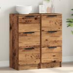 vidaXL 2 db antik fa színű szerelt fa tálalószekrény 30 x 30 x 70 cm (856956)