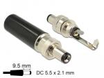 Delock DC csatlakozó apa 5, 5 x 2, 1 mm dugómérettel és 9, 5 mm hosszal (89913)