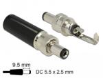 Delock DC csatlakozó apa 5, 5 x 2, 5 mm dugómérettel és 9, 5 mm hosszal (89914)