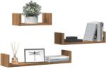 vidaXL 3 db kézműves tölgy színű szerelt fa fali polc (855793) - vidaxl