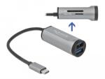 Delock 2 portos, USB 3.2 Gen 1 elosztó USB Type-C kapcsolattal és SD + Micro SD Slottal (64115) - dellaprint