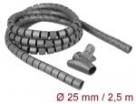 Delock Spirális kábelburkolat behúzó eszközzel 2, 5 m x 25 mm szürke (18845)