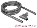 Delock Spirális kábelburkolat behúzó eszközzel 2, 5 m x 20 mm szürke (18844)