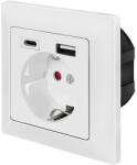 LogiLink Wall outlet 1 socket+ 1-port USB-A + 1port USB-C charger (PA0262)