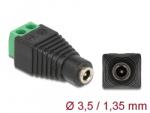 Delock Adapter, DC, 1, 35 x 3, 5 mm, csatlakozóhüvely > 2 tűs csatlakozóblokk (66730)