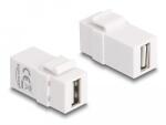 Delock Keystone modul, USB 2.0 A-csatlakozóhüvely > USB 2.0 A-csatlakozóhüvely, fehér (87830)