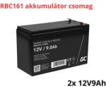 Green Cell APC APCRBC161 helyettesítő akkumulátor csomag (2x 12V 9Ah) (APCRBC161-RP)