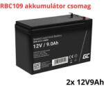 Green Cell APC APCRBC109 helyettesítő akkumulátor csomag (2x 12V 9Ah) (APCRBC109-RP)