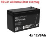 Green Cell APC RBC31 helyettesítő akkumulátor csomag (4x 12V 9Ah) (RBC31-RP)