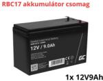 Green Cell APC RBC17 helyettesítő akkumulátor (1x 12V 9Ah) (RBC17-RP)