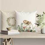 Cotton Club® Fata de perna Craciun bumbac 45x45cm cu coronita si caprioara, Jasmin