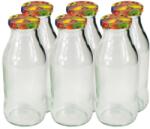Gastro Sticlă din sticlă pentru suc Gastro 250 ml, cu capac decorativ, model carouri, set 6 bucăți