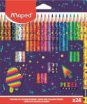  Színes ceruza készlet, háromszögletű, MAPED "Pixel Party", 24 különböző szín (IMA862206)