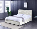  Pat 160x200 cm Sunday Crem cu 4 sertare Tapitat Catifea Somiera Inclusa (C2849)