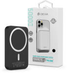 DEVIA Univerzális hordozható akkumulátor töltő - Devia Kintone Series V2 PD20W Magnet Wireless Charging Power Bank - Lightning + Type-C - 5000 mAh - fekete