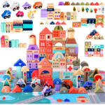 Kruzzel Fa játékváros, 115 db-os, 20 db-os puzzle alátéttel