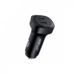 ACEFAST Auto Charger B2 szivargyújtós töltő, gyorstöltés, 72 W, 3A, 2 X USB Type-C, fekete
