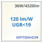 OPTONICA LED panel (595 x 595 mm) 36W - természetes fehér, Backlit, UGR (12778)