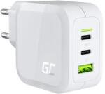 Green Cell Green Cell GaN PowerGaN gyorstöltő 2x USB-C PD + 1x QC 3.0 65W EU (fehér) (GC-36572)