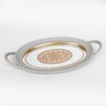 Romantic Home Tava din rasina cu oglinda Grey Gold 39 cm (752-16085) Tava