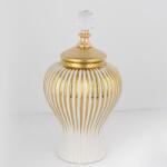 Romantic Home Vaza din ceramica White Gold cu capac 35 cm (752-20081)
