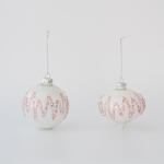 Romantic Home Set 4 globuri din sticla White with Glitter 10 cm (600-45748)