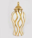 Romantic Home Vaza din ceramica White Golden cu capac (752-20010)