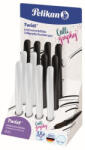 Pelikan Stilou twist caligrafie penita 1.5 mm, grip ergonomic, 1 rezerva albastra inclusa, 2 culori alb/negru, display 12 buc (606868)