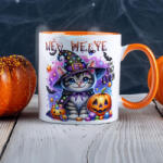 Deconline Customs Egyedi neves Halloweeni bögre Cuki cicás, személyre szabható 330 ml Narancssárga (DO126185-ORANGE-MUG)