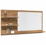vidaXL kézműves tölgy szerelt fa tükrös fürdőszobaszekrény 90x11x45 cm (856263)