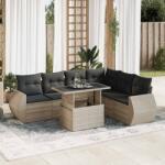 vidaXL 7 részes világosszürke polyrattan kerti ülőgarnitúra párnákkal (3326653)