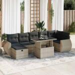 vidaXL 8 részes világosszürke polyrattan kerti ülőgarnitúra párnával (3327912)