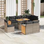 vidaXL 9 részes szürke polyrattan akácfa kerti ülőgarnitúra párnákkal (3327728)