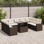vidaXL 10 részes barna polyrattan kerti ülőgarnitúra párnákkal (3326384)