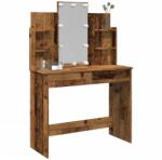 vidaXL antik fa színű fésülködőasztal LED-del 96x40x142 cm (857025)