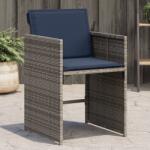 vidaXL 4 db szürke polyrattan kerti szék párnával (4007462)