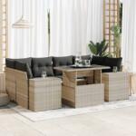 vidaXL 7 részes világosszürke polyrattan kerti ülőgarnitúra párnákkal (3326753)