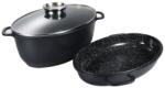 Goldmann Set 3 piese roaster oval, aluminiu turnat, 3 straturi antiaderente, 3.4l 8.4l, capac sticla termorezistent, Goldmann (GM 6233)