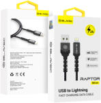 Blavec Cable Raptor fonott - USB - Lightning - 2A 3 méter (CRA-UL2BG30) fekete-szürke
