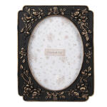 Clayre & Eef Fekete képkeret rózsás, arany antikolással, 17x22/13x18cm, műanyag (2F1184)