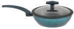 Perfect Home Wok din Aluminiu cu Strat Antiderapant și Capac de Sticlă Sea Line 28 cm, pentru Inducție