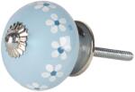 Clayre & Eef Set 2 butoni mobilier ceramica albastra alba Ø 4x4 cm (64507)