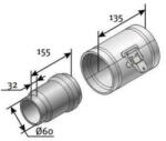 Saunier Duval 60/100 PPs ellenőrző idom, egyenes (0020267684) (20267684)